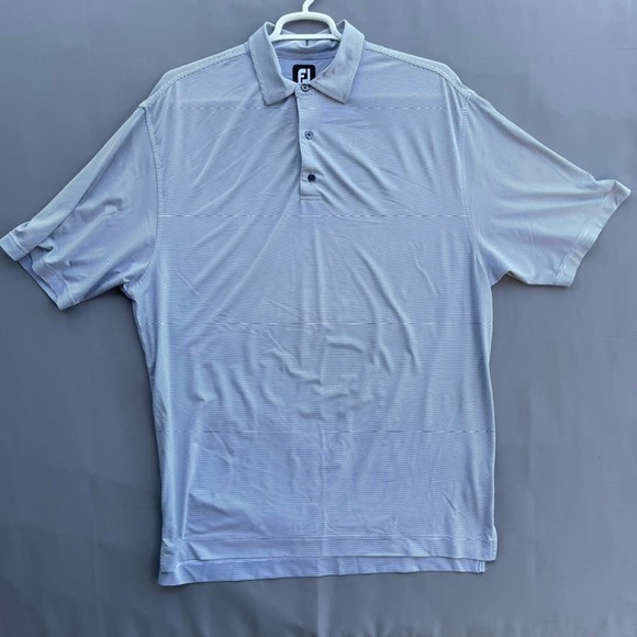 Foot Joy XL Men's Polo Golf Shirt White With Black Pin Stripe - Picture 1 of 7